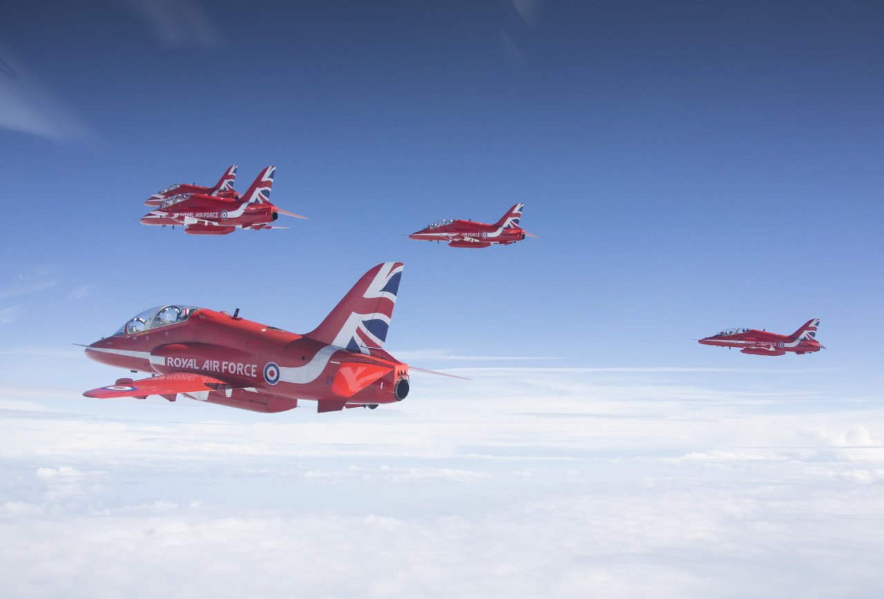 RAF Red Arrows in flight